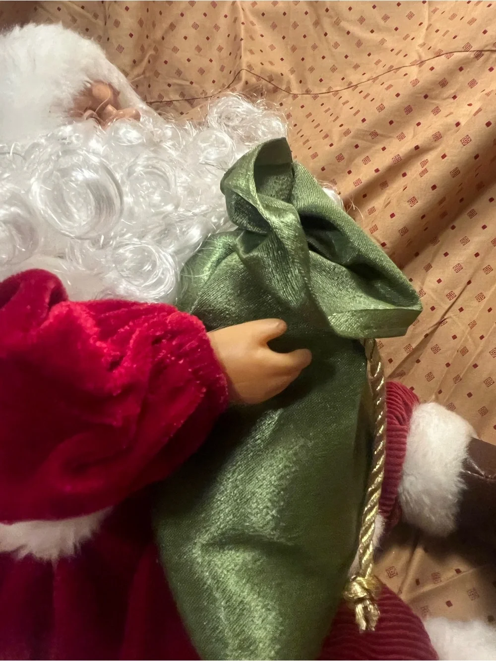 Red and Green Plush Santa Holiday Figurine 16 inches tall Sits On Shelf 1lb 7oz